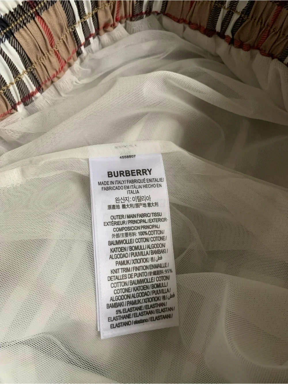 Burberry Beige Plaid Men’s Swim Trunks